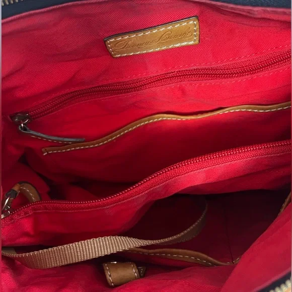 Dooney & Bourke Erica 90s Hobo Bag Snake Embossed Navy Blue Leather Suede Purse - Picture 5 of 11